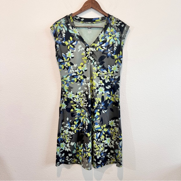 REI Women’s Floral Sleeveless Travel Dress Small Gray Blue Green Hiking Casual - Picture 1 of 8
